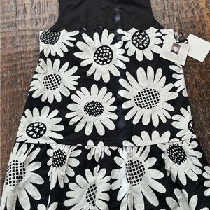 Victoria Beckham Black and White retro Daisy Midi Mini Dress.